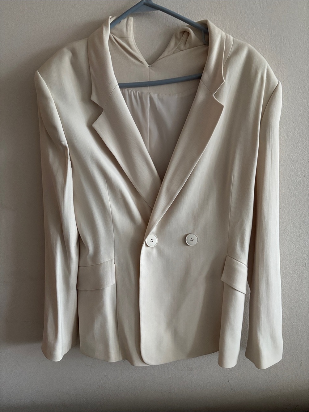 Theyskens' Theory Cream Double-Breasted Blazer
